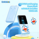 Doraemon 10000mAh  PD Fast Charging Power Bank with Built-in Cables