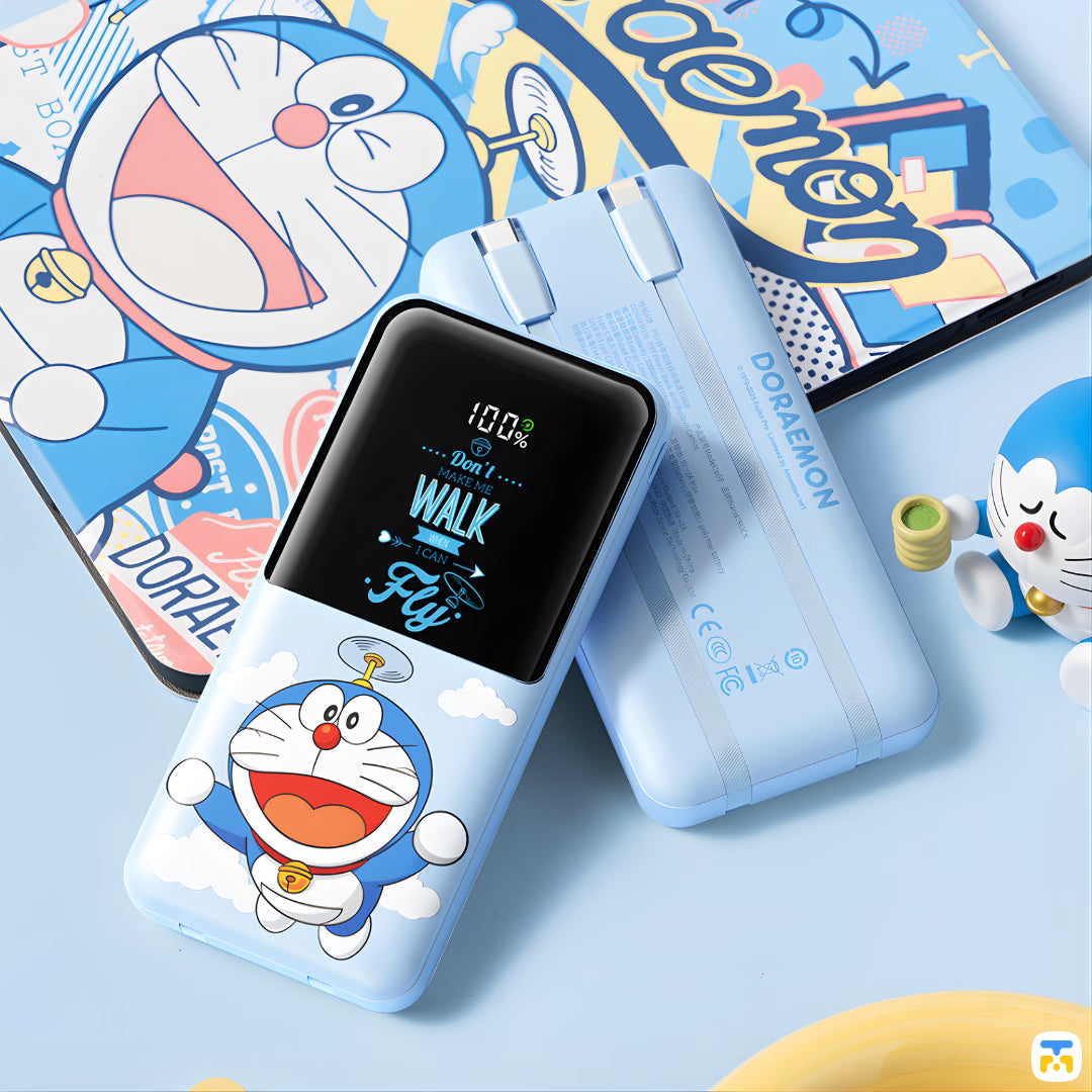 ROCK Doraemon 10000mAh PD Fast Charging Power Bank with Built-in Cables