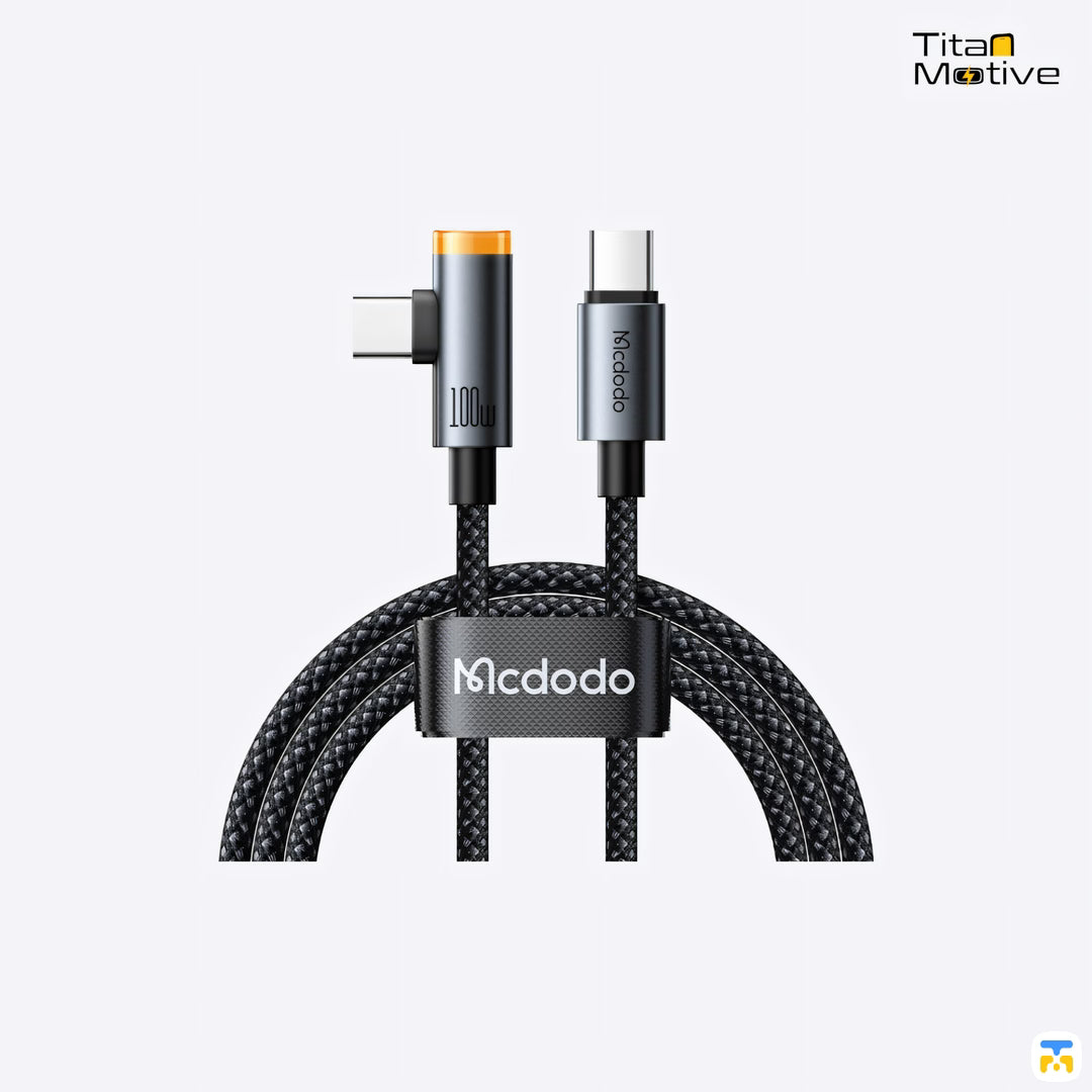100W USB-C to USB-C 90° Angled Data Cable 1.2m with Smart Auto Power Off