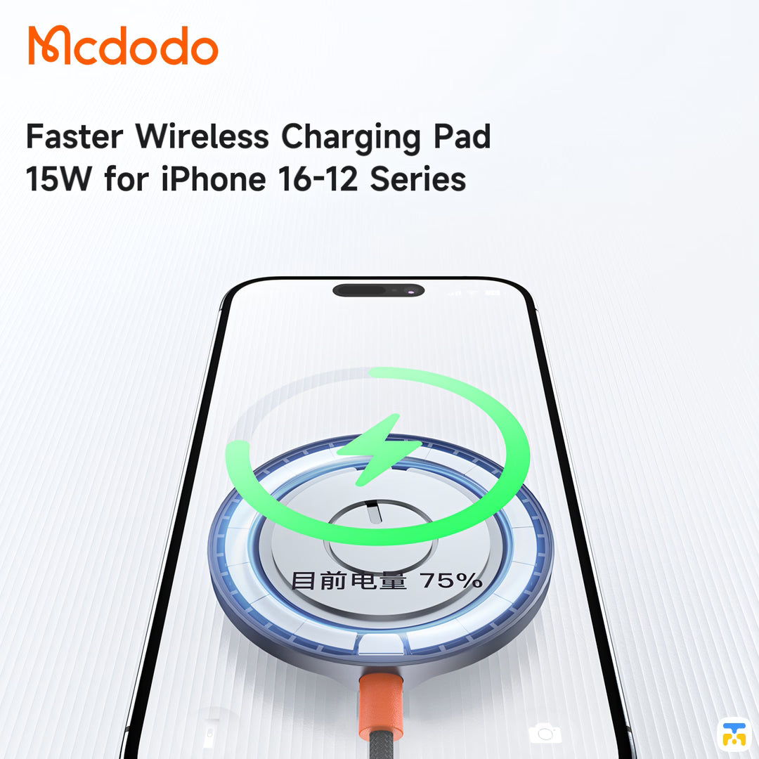 Faster Wireless Charging Pad
15W for iPhone 16-12 Series - 15W Qi2 Magnetic Wireless Charging Pad (Qi2 Officially Certified)