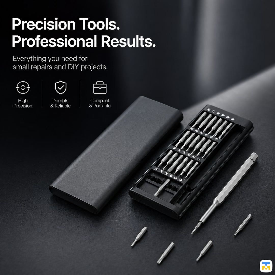 Precision Tools Professional Results  - 24-in-1 Screwdriver Set - Portable Full Set