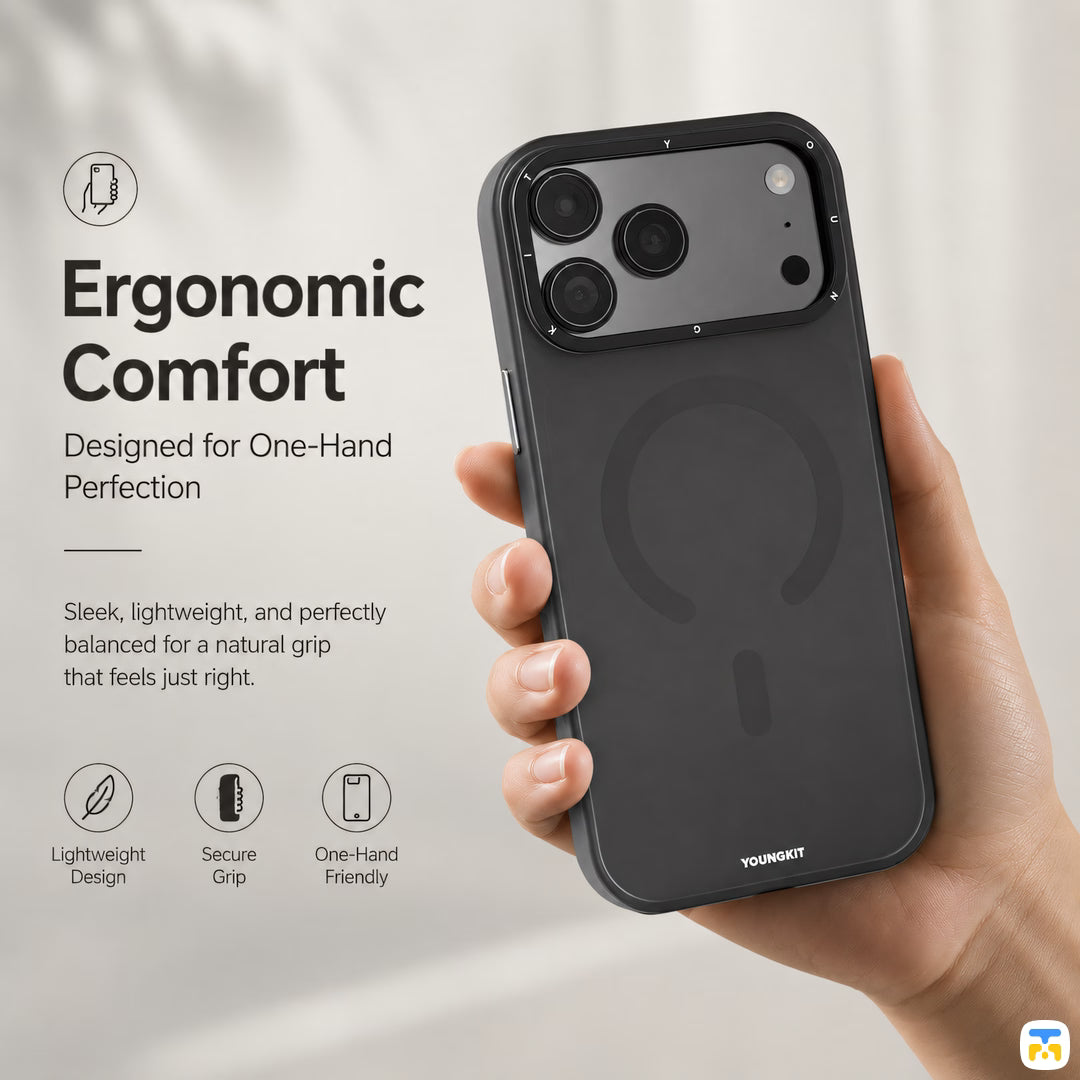 Erogonomic Comfort - YOUNGKIT for iPhone 17 Series Hidden Sand Matte Texture Case
