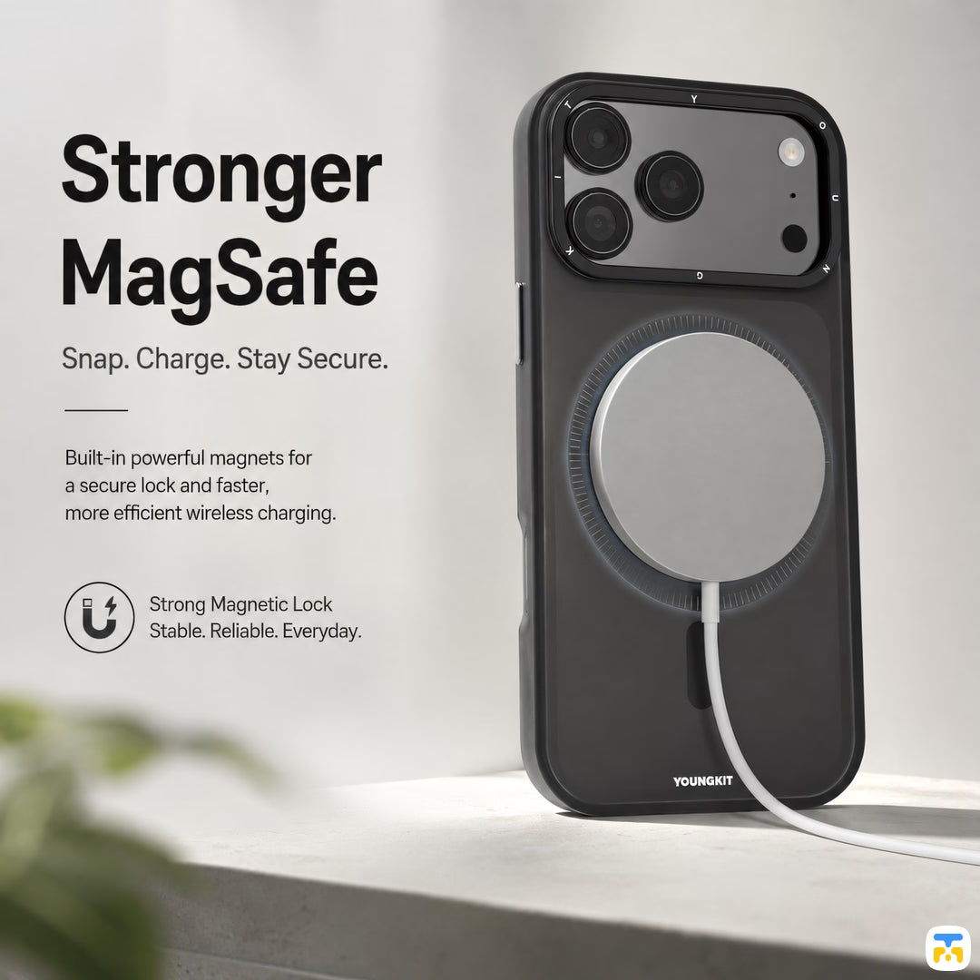 Strong MagSafe Lock - YOUNGKIT for iPhone 17 Series Hidden Sand Matte Texture Case