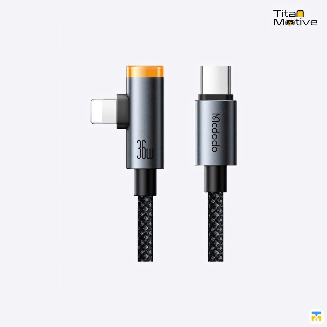 36W USB-C to Lightning 90° Angled Data Cable 1.2m with Smart Auto Power Off