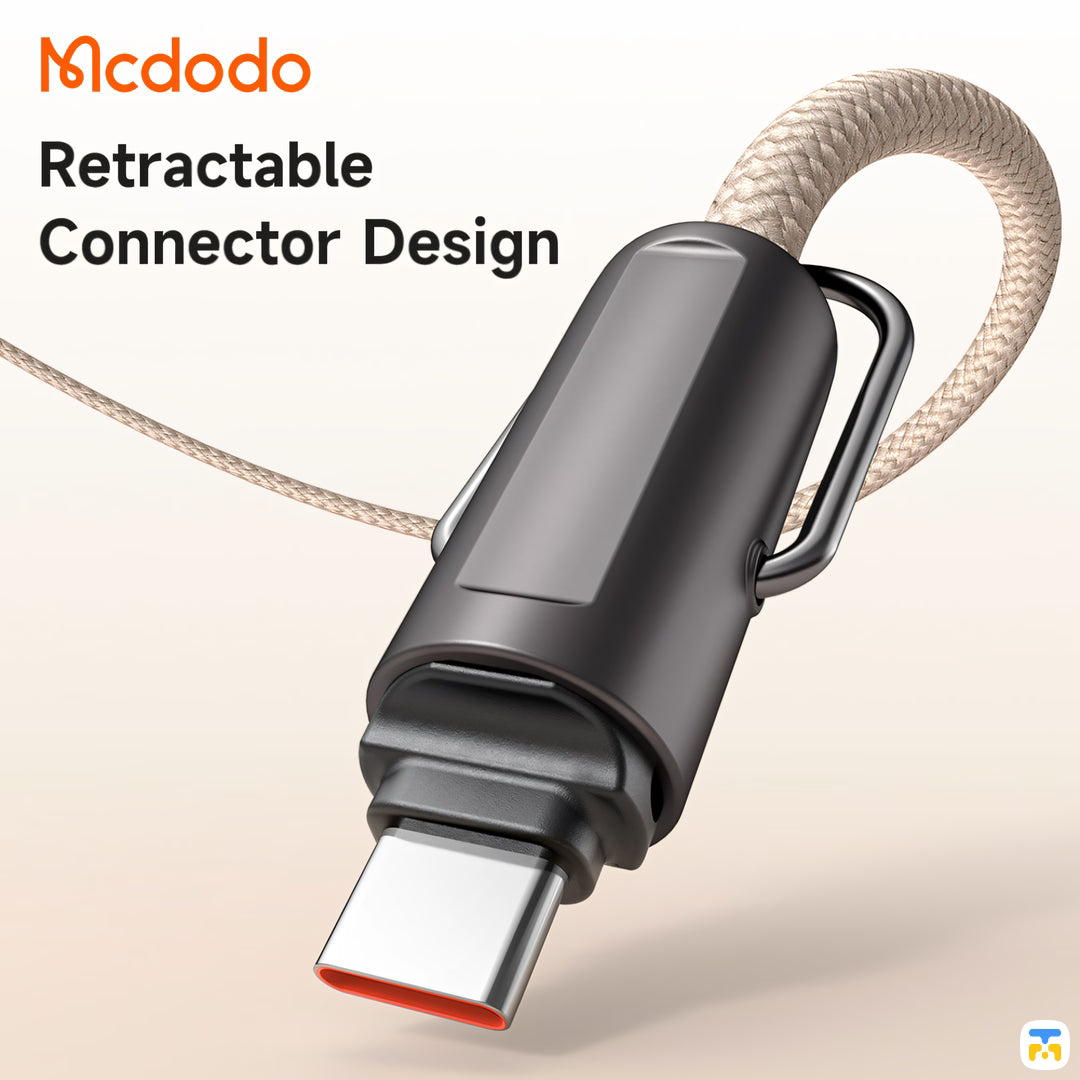 Retractable
Connector Design - 60W USB-C to USB-C Data Cable & Phone Lanyard for Anti-Theft & Lightweight