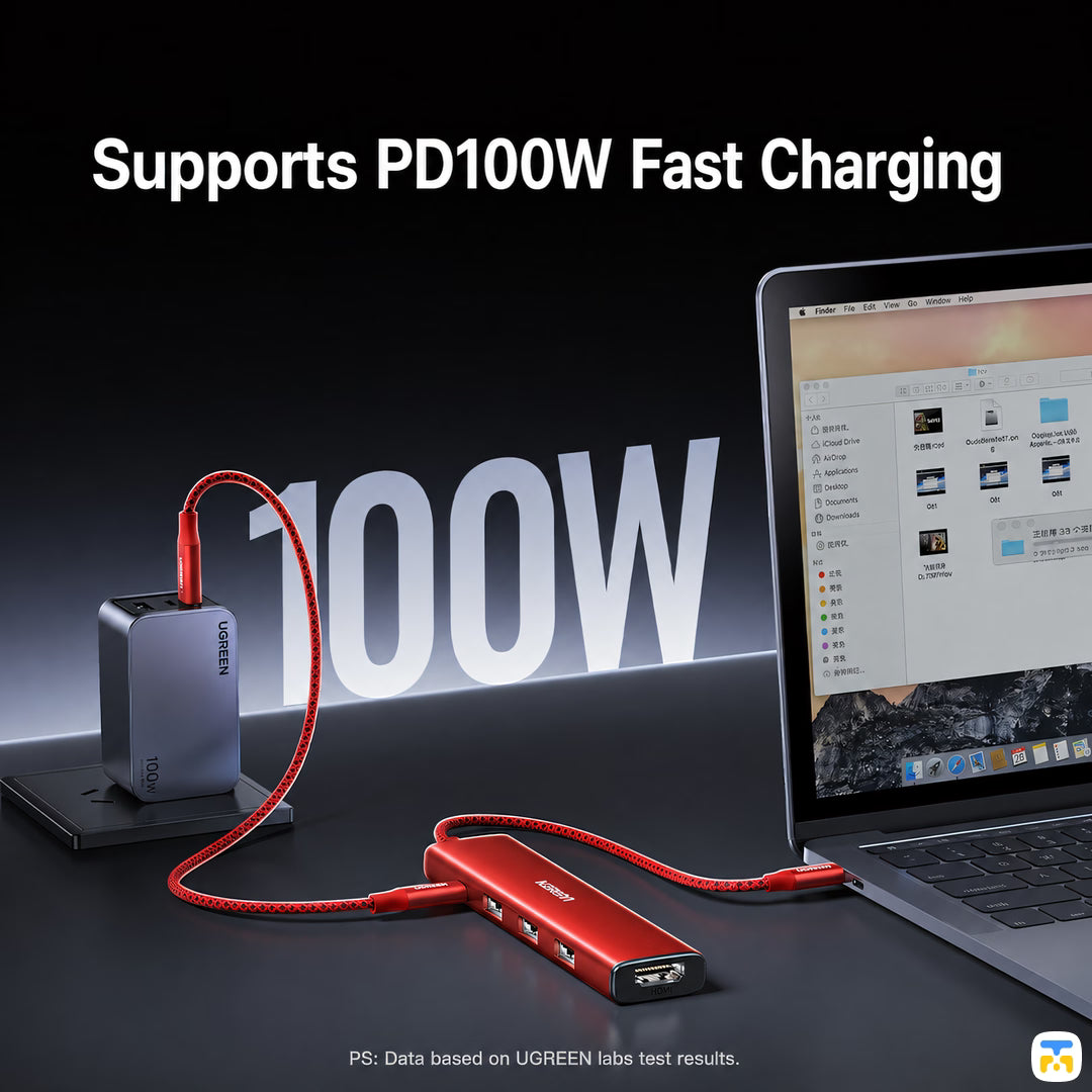 Supports PD100W Fast Charging - UGREEN 5in1 Type-C Docking Station - Surprise Connectivity Series