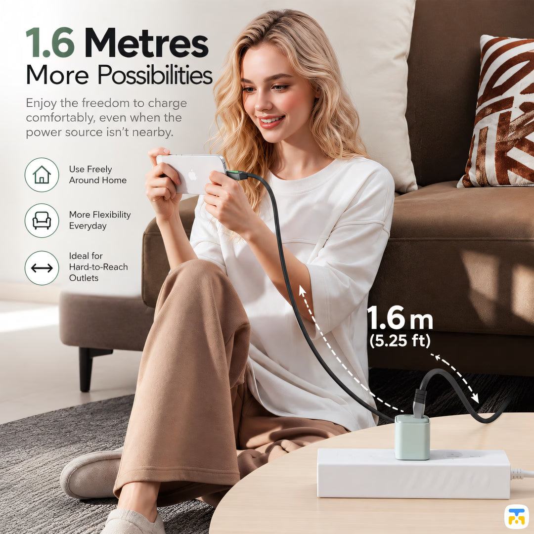 1.6 Metres
More Possibilities - ACEFAST 240W USB-C 1.6 Meter Silicone Tri-Shape Cable with LED Light