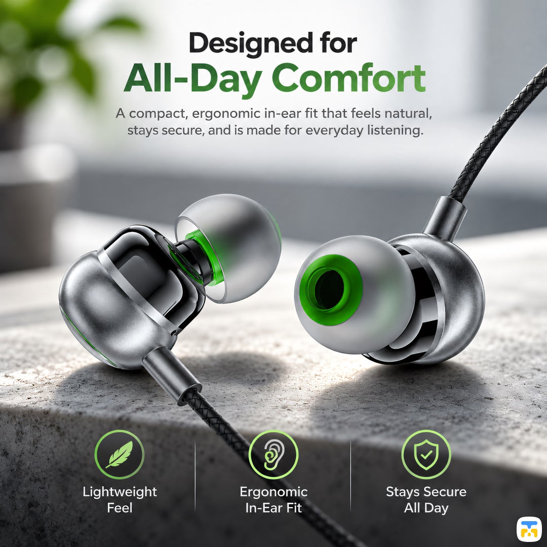 Designed for
All-Day Comfort - ACEFAST 3.5mm In-Ear Wired Earphones with Mic