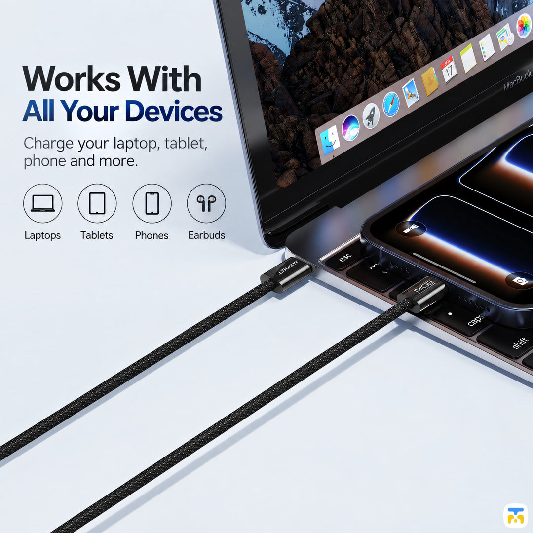  Works With
All Your Devices - ACEFAST 60W USB-C 1.2 Meter Zinc Alloy Braided Cable