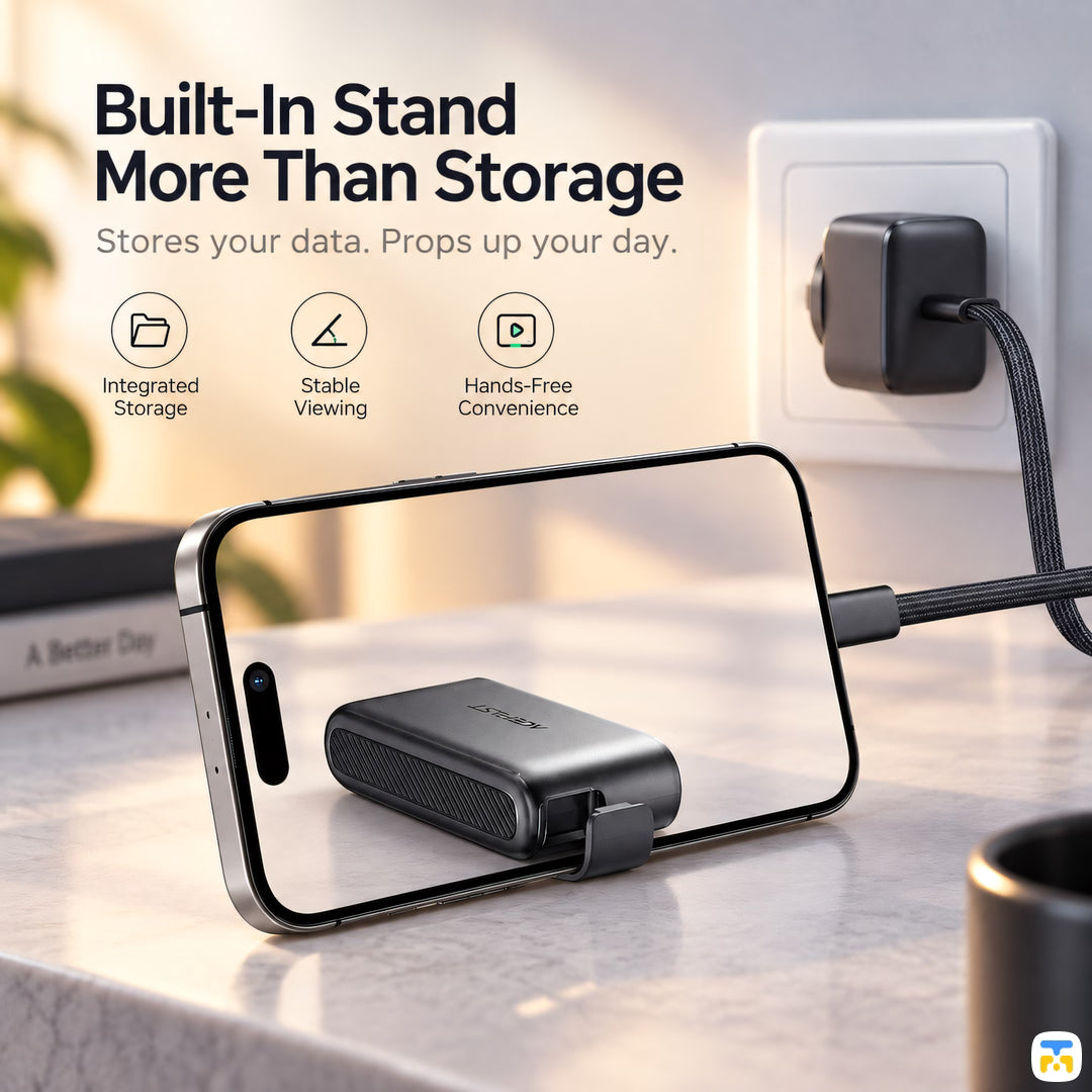Built-In Stand
More Than Storage - ACEFAST Multi-Function Travel Set (Cable+Stand+SIM Ejector+Card Slot)