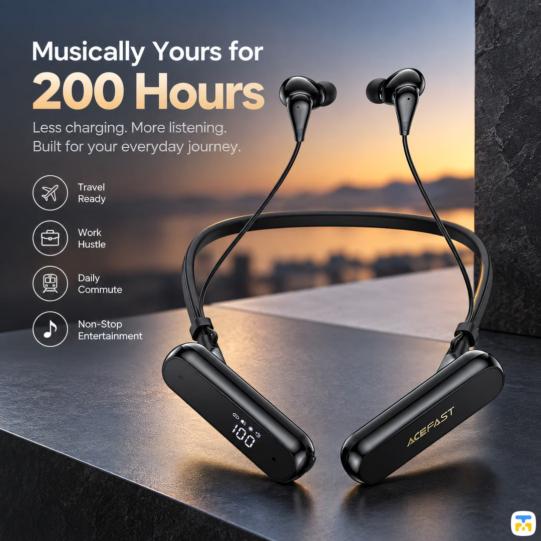 Musically Yours for
200 Hours - ACEFAST N13 Wireless Earphones with Display & 200 Hours Battery-Life