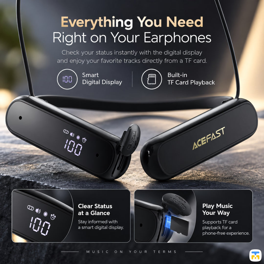 Everything You Need
Right on Your Earphones - ACEFAST N13 Wireless Earphones with Display & 200 Hours Battery-Life