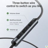 Three-button wire
control to switch as you like - ACEFAST USB-C In-Ear Wired Earphones with Mic