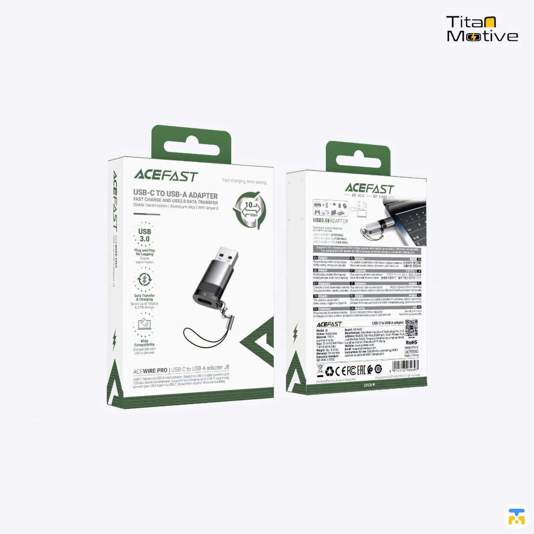 ACEFAST USB-C to USB-A Adapter - 27W Charge - 10G Data Transfer