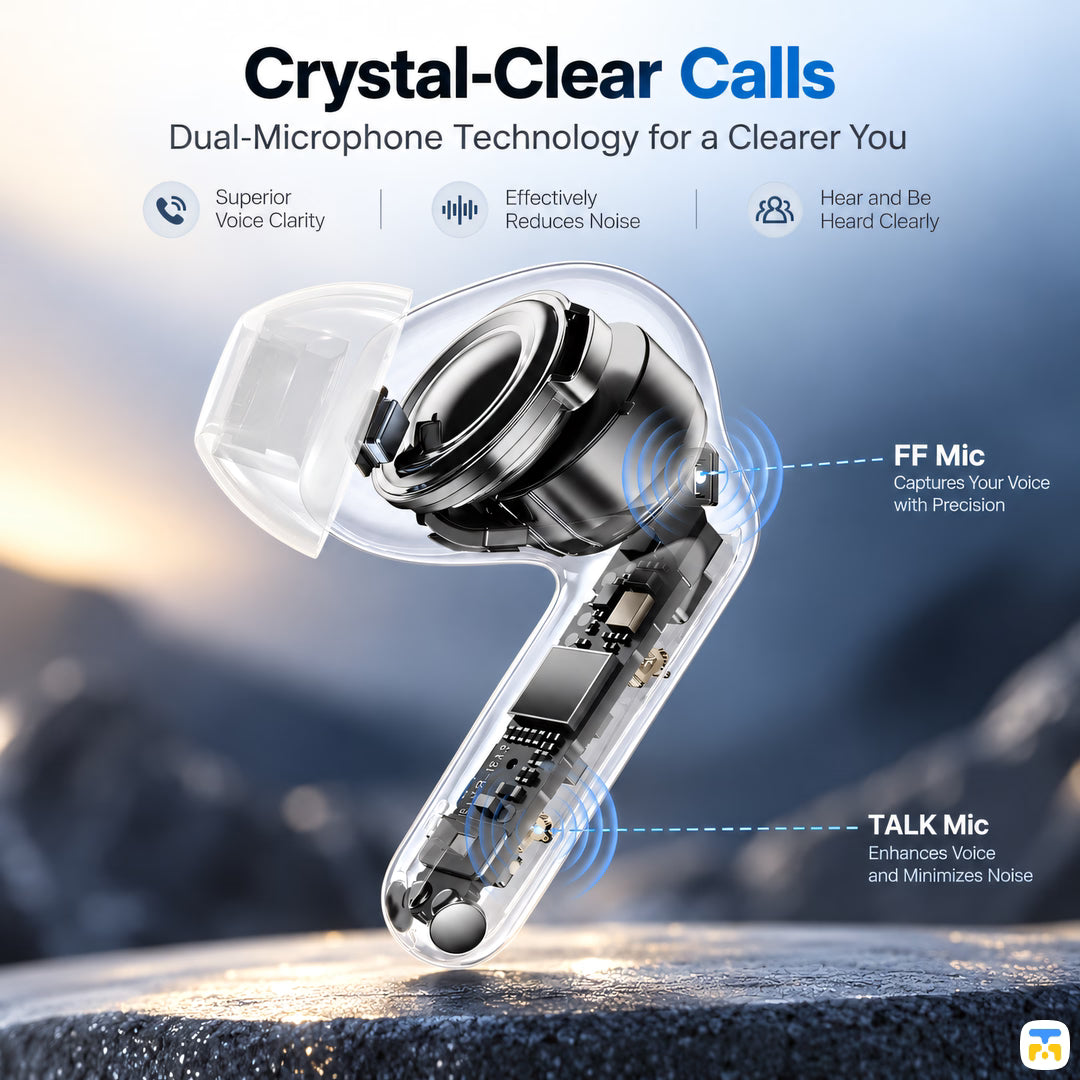 Crystal-Clear Calls - ACEFAST W13 ANC TWS Wireless Earbuds with App Support