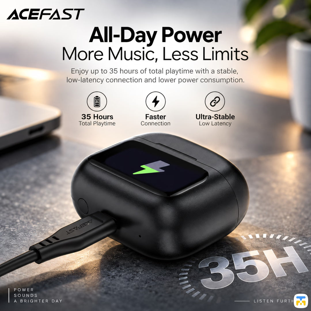 All-Day Power
More Music, Less Limits - ACEFAST W6 TWS Earbuds with Display - ANC AI ENC