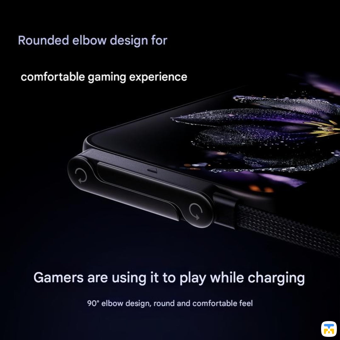Rounded elbow design for comfortable gamin Xperience - Basemo 240W Phone Stand USB-C Cable