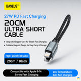 Basemo Magnetic Short 27W Type-C to Lightning Cable 0.2 Meter