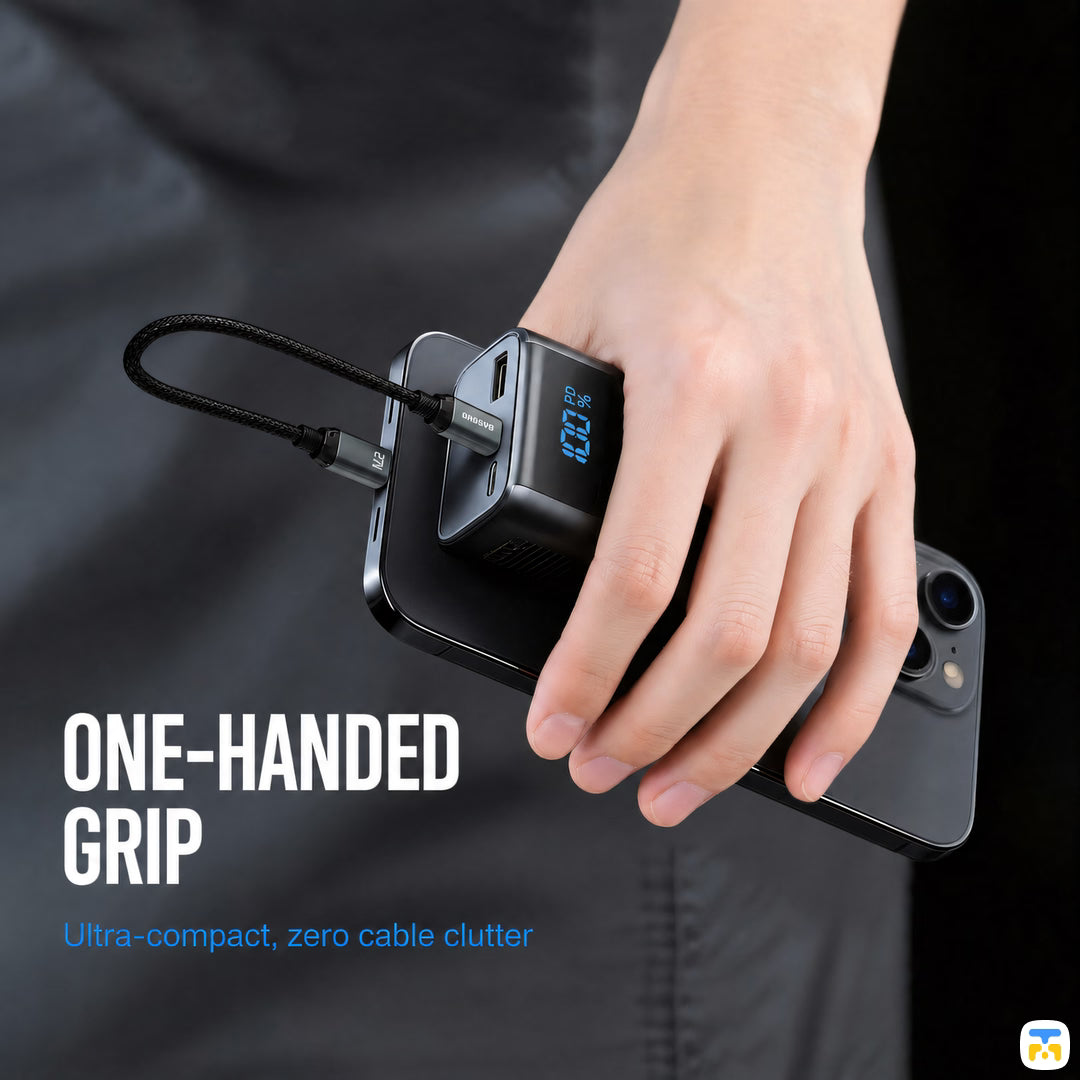 ONE-HANDED GRIP - Basemo Magnetic Short 27W Type-C to Lightning Cable 0.2 Meter