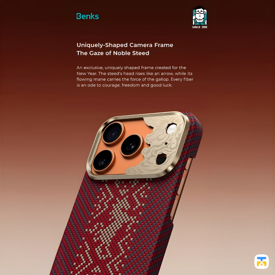 Uniquely-Shaped Camera Frame, The Gaze of Noble Steed - Benks ArmorAir Knight for iPhone 17 Series - Built With Kevlar