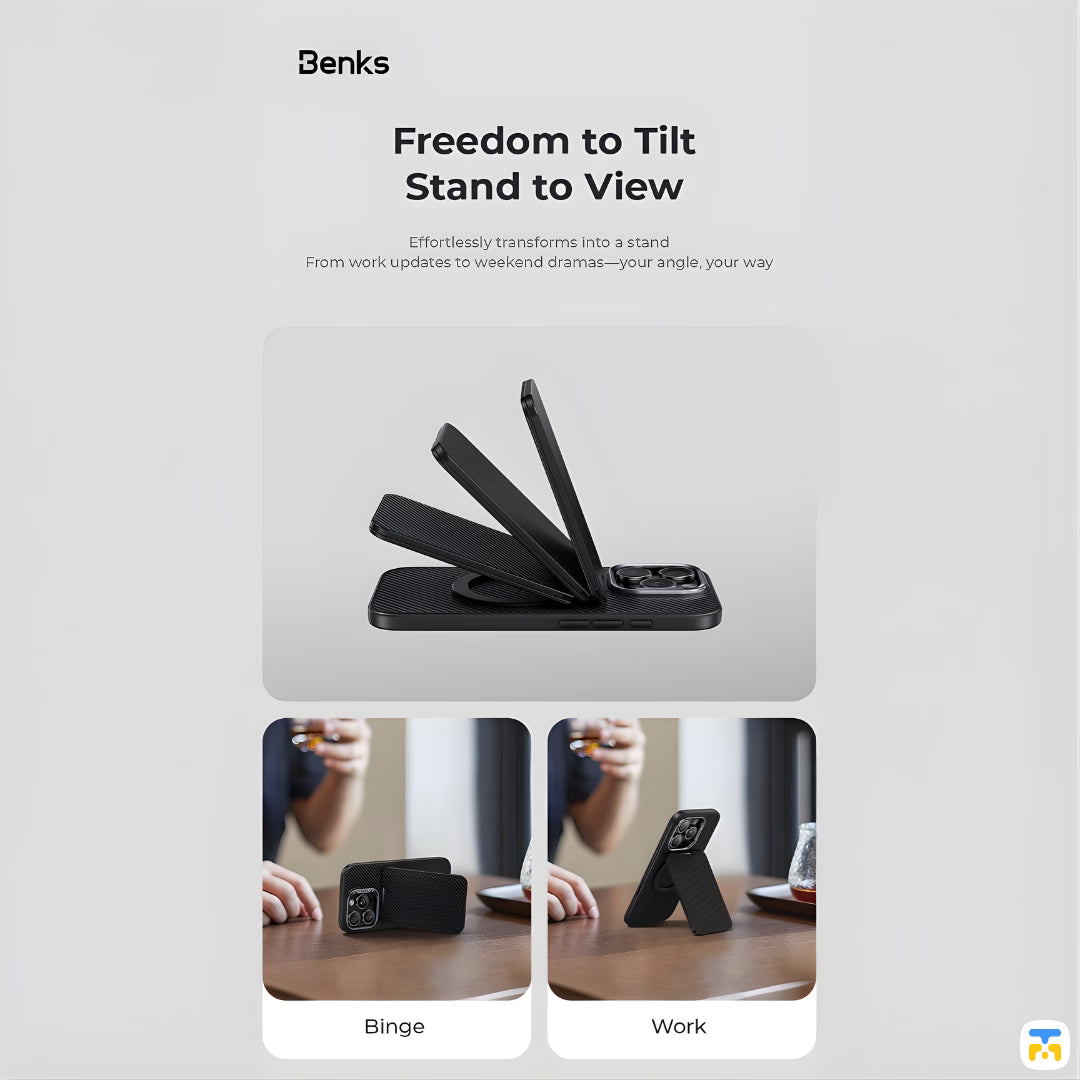 Freedom to Tilt
  Stand to View - Benks ArmorGo Magnetic Wallet Stand Build With Kevlar