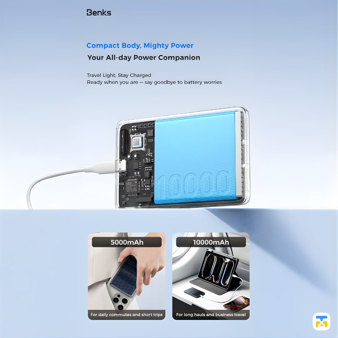 Compact Body, Mighty Power - Benks ArmorGo 10000 mAh Qi2 Power Bank