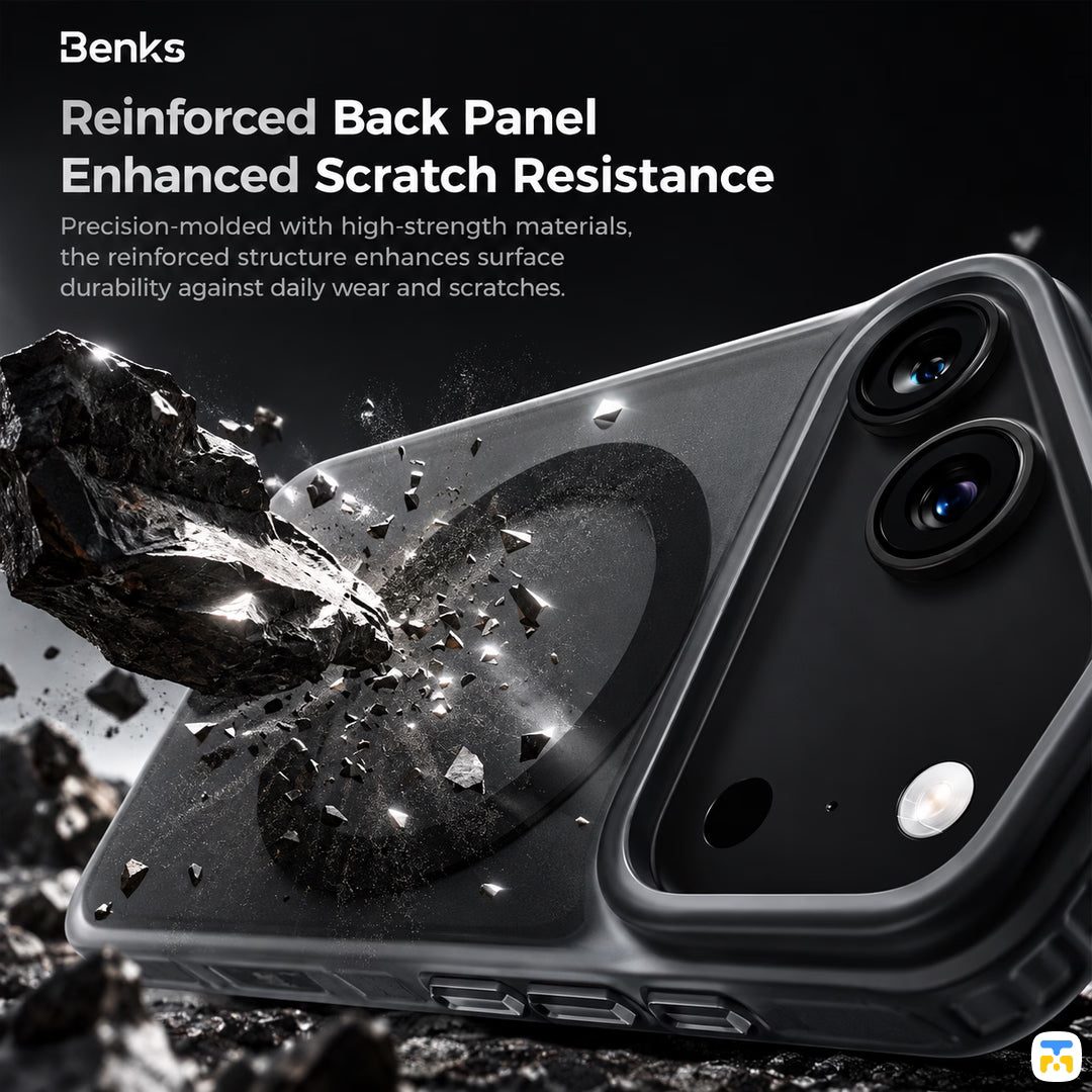Reinforced Back Panel
Enhanced Scratch Resistance - Benks Essential Series Lucid Armor MagSafe Case for iPhone 17/18 Series