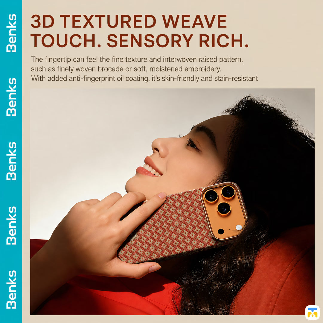 3D TEXTURED WEAVE TOUCH. SENSORY RICH - Benks for iPhone 17 Series ArmorAir ArmorGrid Case built with Kevlar