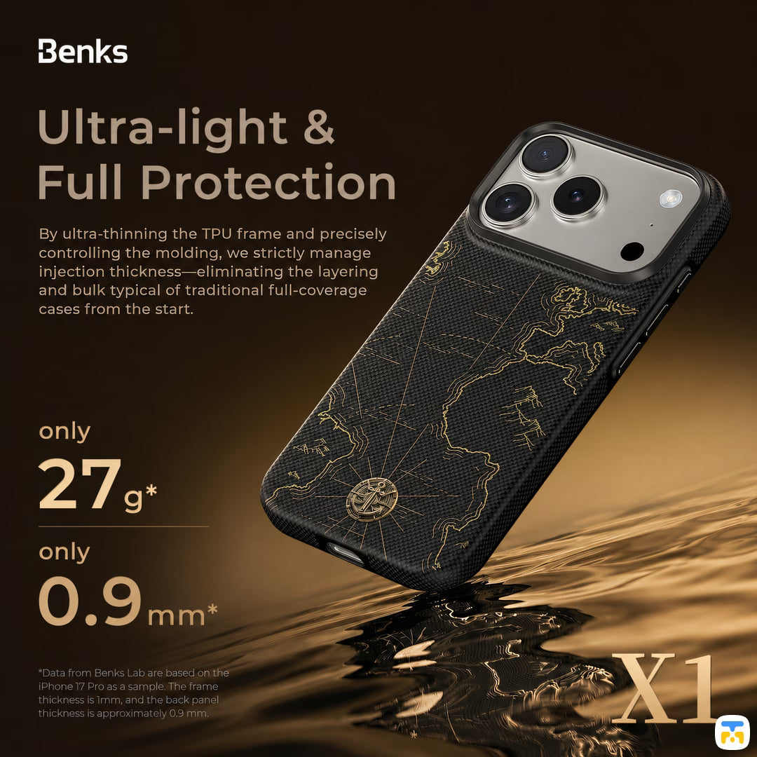 Ultra-light &
Full Protection - Benks for iPhone 17 Series ArmorEdge X1 Case built with Kevlar