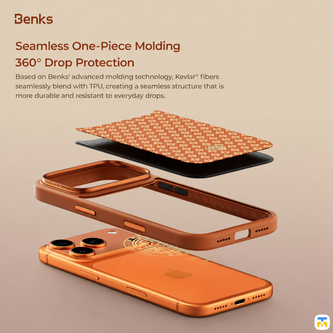 Seamless One-Piece Molding
360° Drop Protection - Benks for iPhone 17 Series ArmorPro ArmorGrid Case built with Kevlar