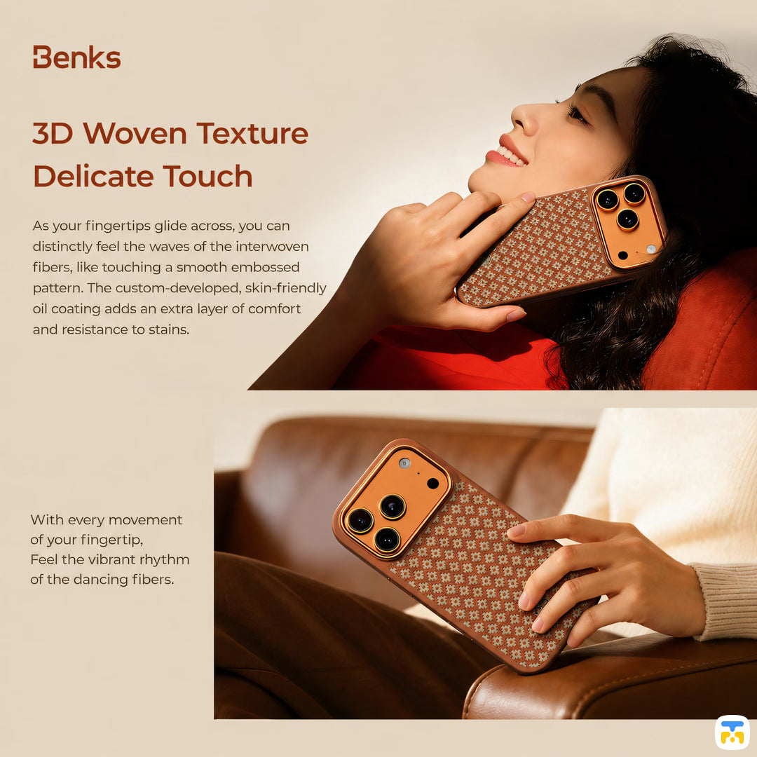 3D Woven Texture
Delicate Touch - Benks for iPhone 17 Series ArmorPro ArmorGrid Case built with Kevlar