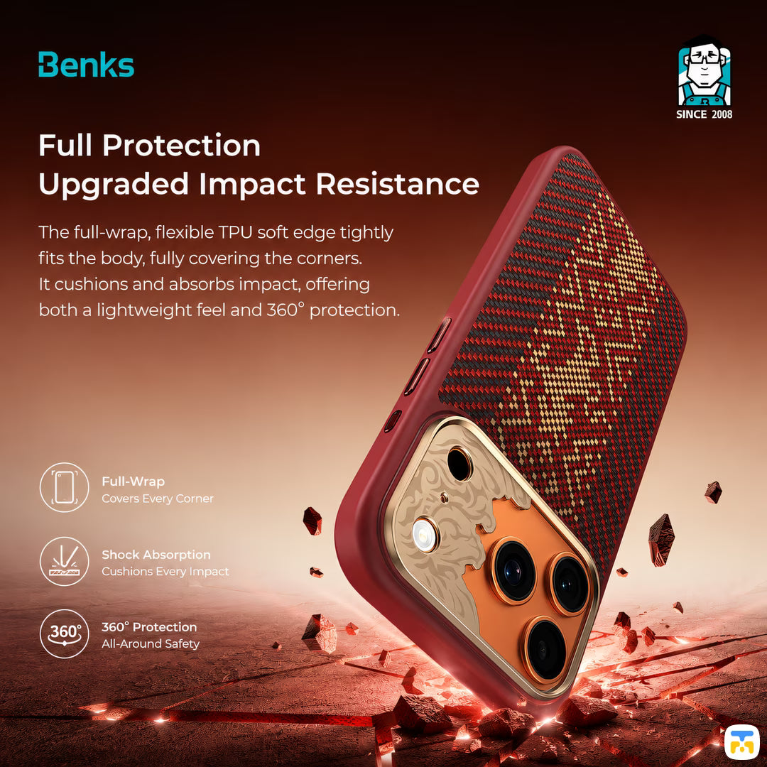 Full Protection Upgraded Impact Resistance - Benks for iPhone 17 Series ArmorPro Knight Case built with Kevlar