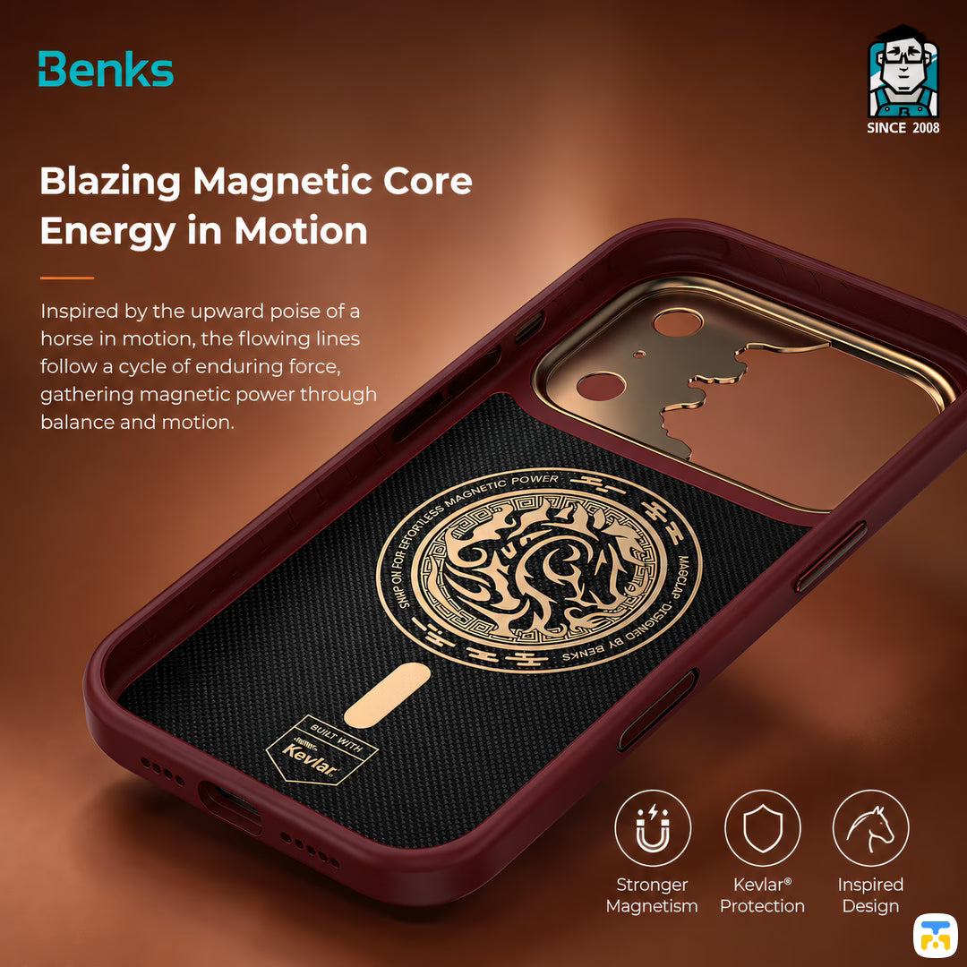 Blazing Magnetic Core Energy in Motion - Benks for iPhone 17 Series ArmorPro Knight Case built with Kevlar