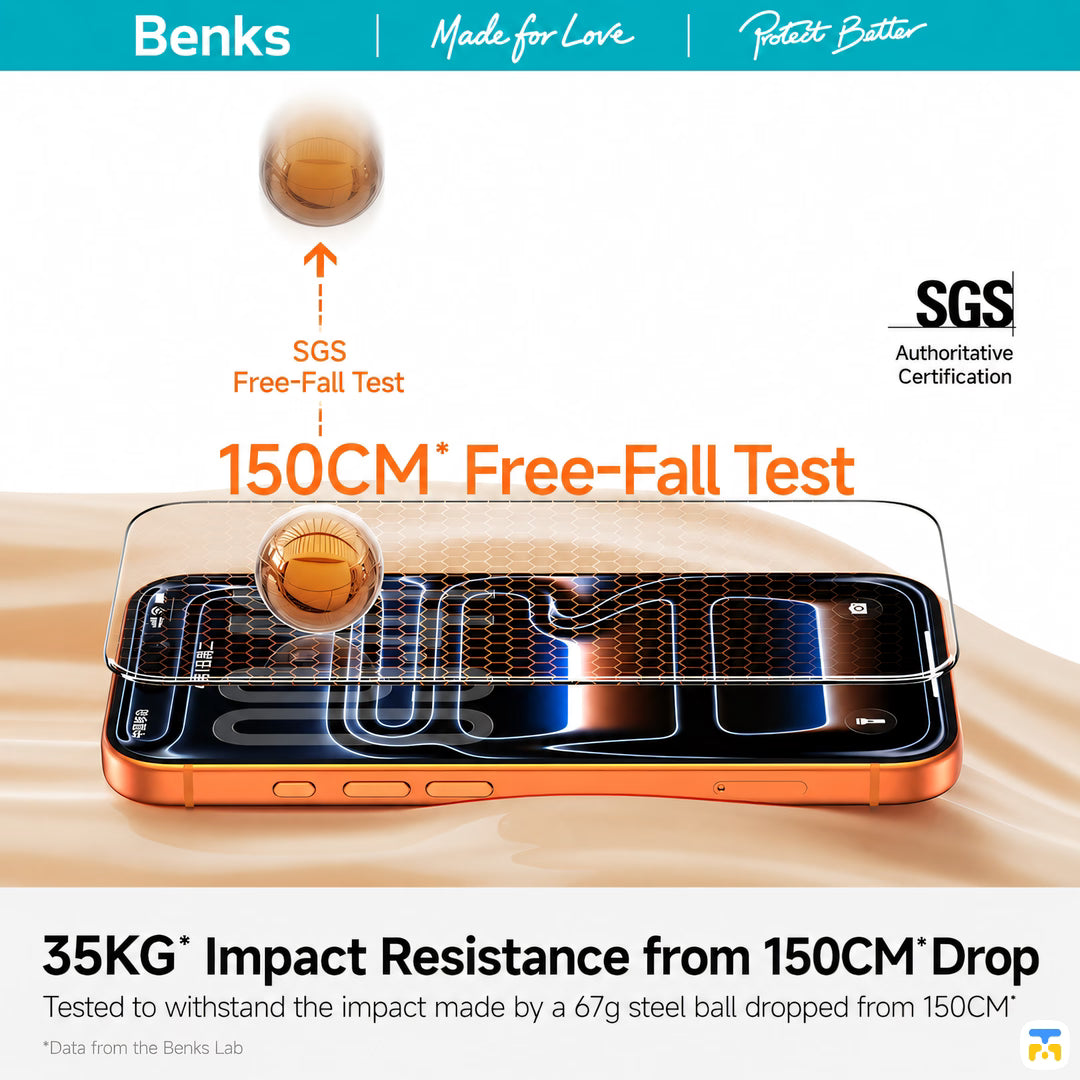 35KG* Impact Resistance from 150CM Drop - Benks for iPhone 17 Series OmniWarrior Screen Protector