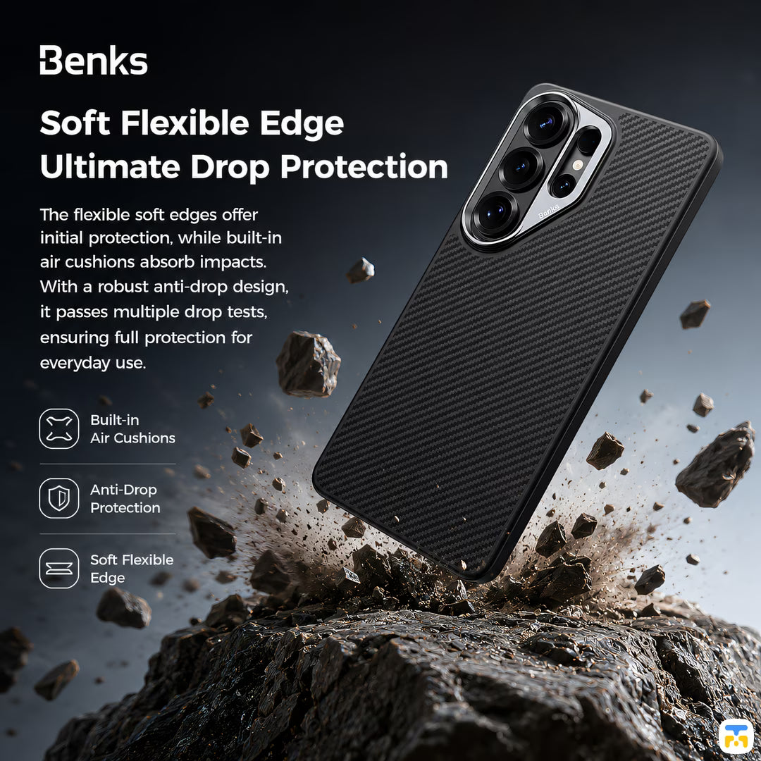 Soft Flexible Edge
Ultimate Drop Protection - Benks for Samsung S26 Ultra ArmorPro 600D Case built with Kevlar