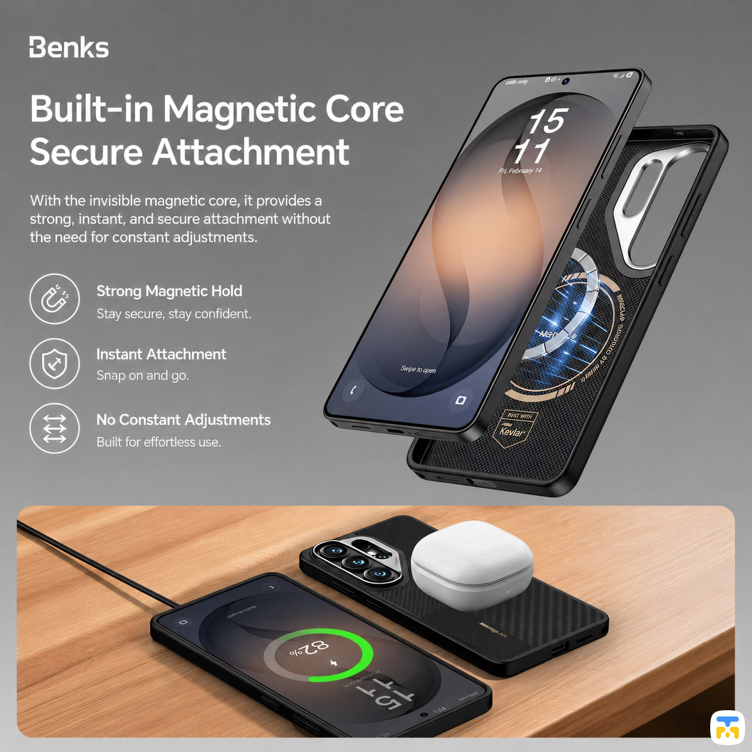 Built-in Magnetic Core
Secure Attachment - Benks for Samsung S26 Ultra ArmorPro Montage Case built with Kevlar