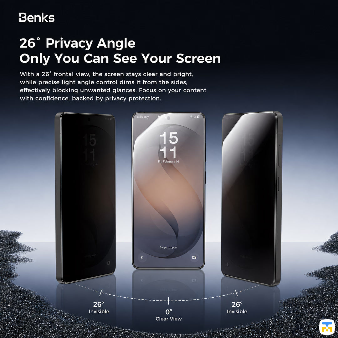 26° Privacy Angle Only You Can See Your Screen - Benks for Samsung S26 Ultra Privacy Screen Protector - Ultra Shield