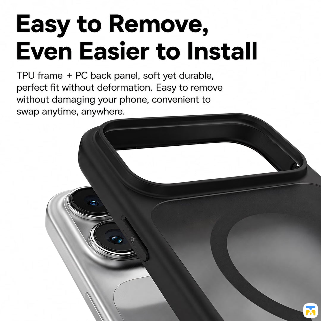Easy to Remove,
Even Easier to Install - BLUEO Ape Matte Anti-Drop MagSafe Case with Camera Button