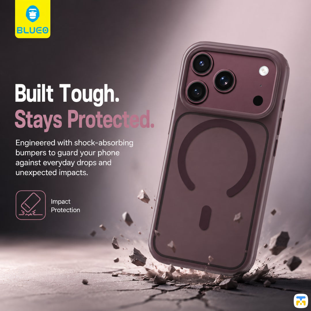 Built Tough.
Stays Protected - BLUEO Ape Matte Anti-Drop MagSafe Case with Camera Button