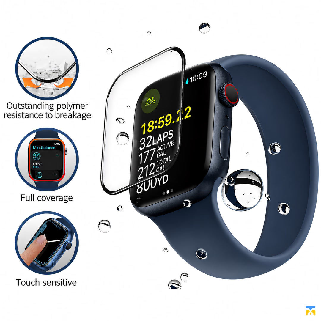 Outstanding polymer
resistance to breakage - BLUEO Apple Watch Shock-Resistant Protector with Installer - 2 Pieces