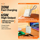 20W
Fast Charging
+
65W
High Output
Efficient Power
On-the-Go - BLUEO Cube Fast Charging Power Bank - 10000 mAh, 20W, Built-in Cable