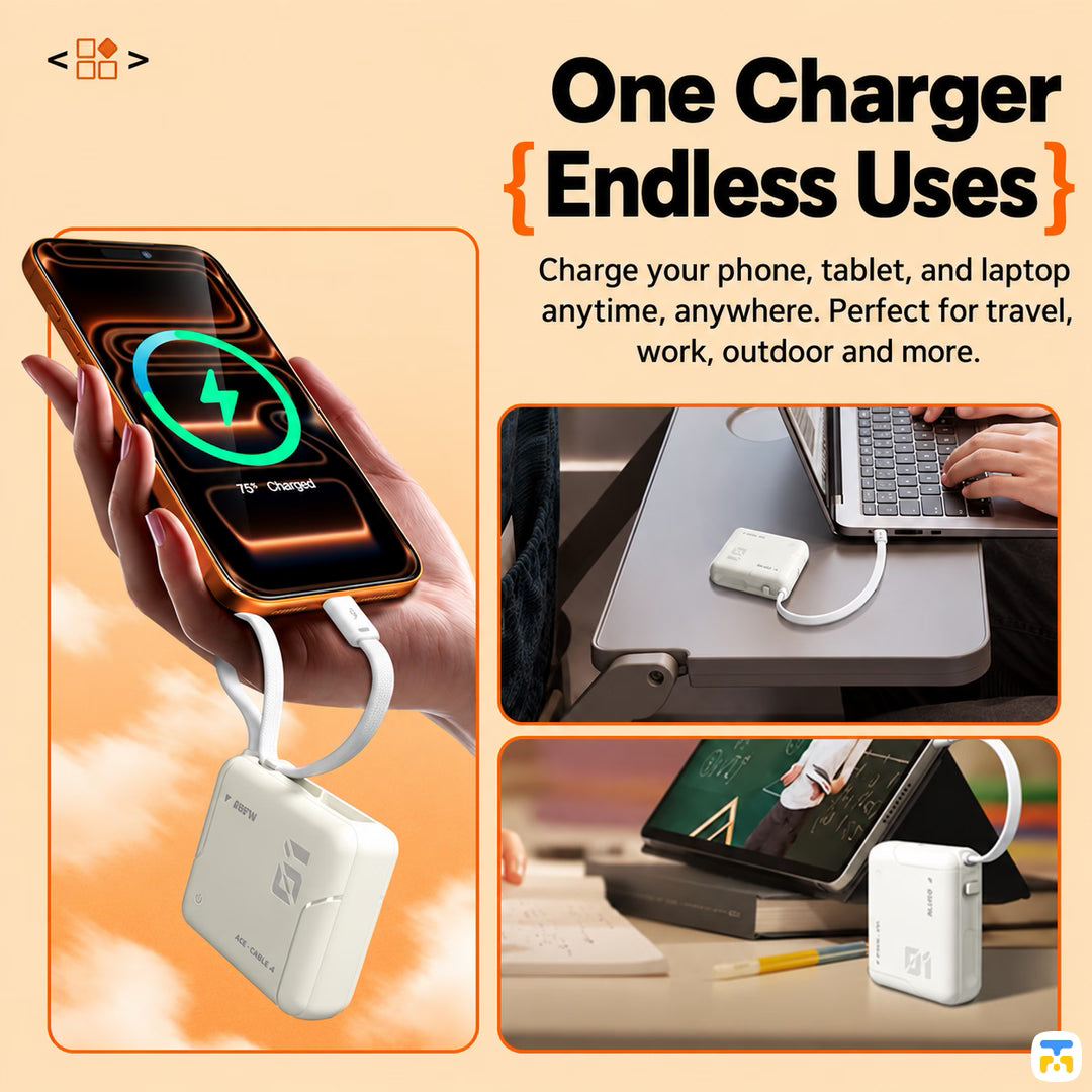 One Charger
‹ Endless Uses - BLUEO Cube Fast Charging Power Bank - 10000 mAh, 20W, Built-in Cable