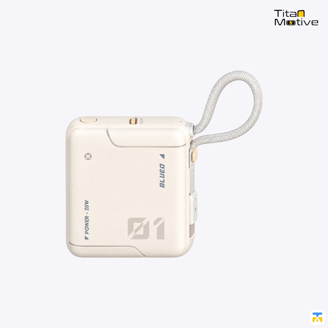 BLUEO Cube Fast Charging Power Bank - 10000 mAh, 20W, Built-in Cable