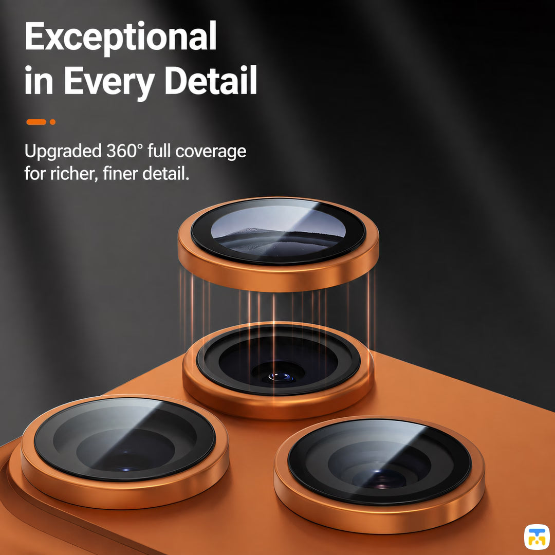 BLUEO for iPhone 17 Series Original Metal Frame Lens Protector Glass