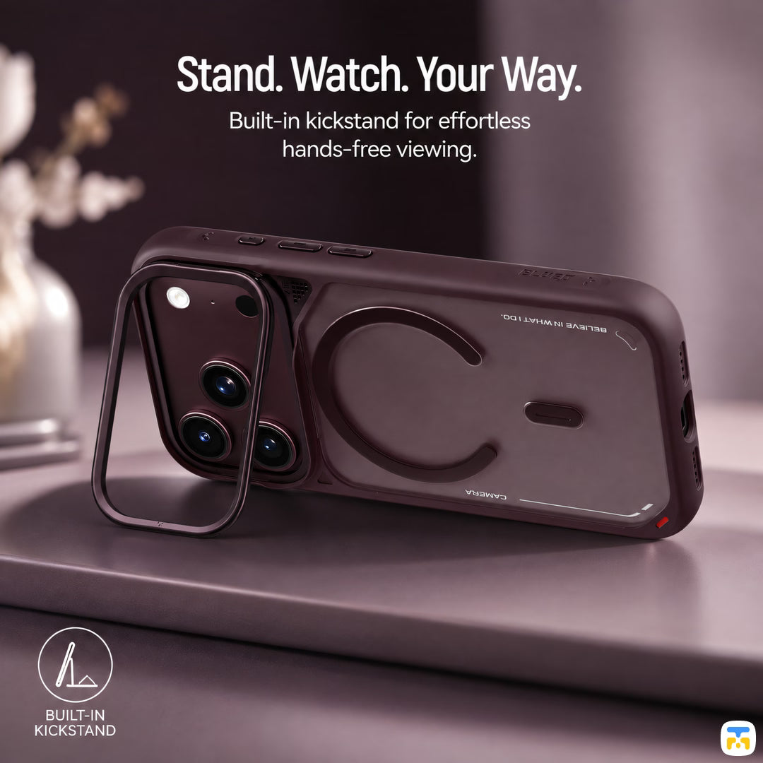 Stand. Watch. Your Way - BLUEO Frosted Heat Dissipation MagSafe Stand Case with Camera Button