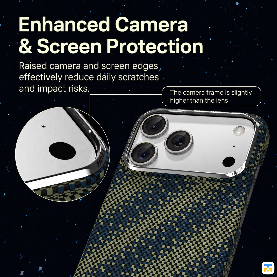 Enhanced Camera
& Screen Protection - BLUEO Galaxy Gilded Tactile Woven  Anti-Drop Aramid Fiber Case