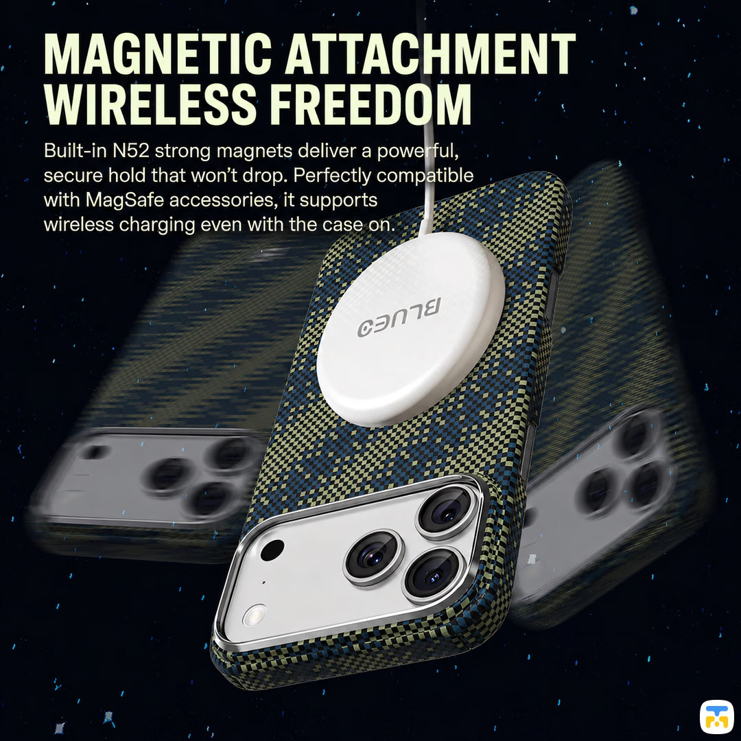 MAGNETIC ATTACHMENT
WIRELESS FREEDOM - BLUEO Galaxy Gilded Tactile Woven  Anti-Drop Aramid Fiber Case