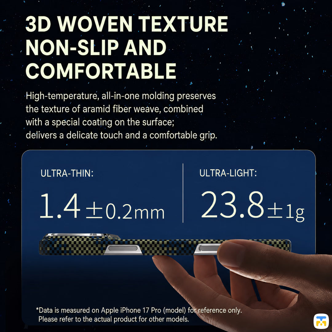 3D WOVEN TEXTURE
NON-SLIP AND
COMFORTABLE - BLUEO Galaxy Gilded Tactile Woven  Anti-Drop Aramid Fiber Case