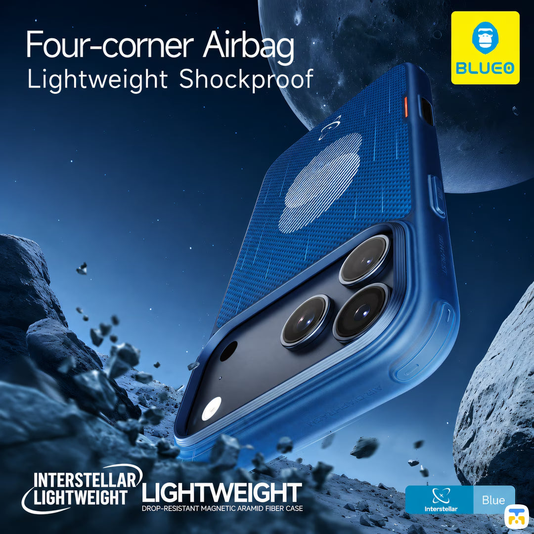 Four-corner Airbag
Lightweight Shockproof - BLUEO Interstellar Lightweight Drop-Resistant Magnetic Aramid Fiber Case