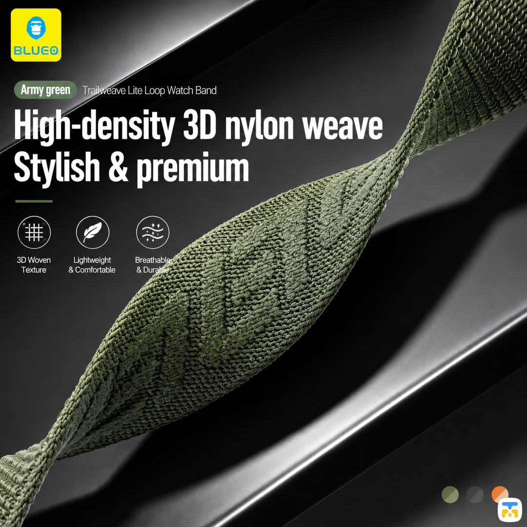 High-density 3D nylon weave Stylish & premium - BLUEO Trailweave Lite Loop Apple Watch Band